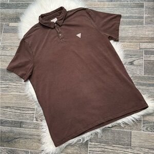 Guess Men’s Eli Washed Polo Shirt in Brown
